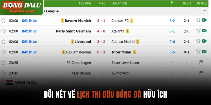 Giới thiệu chuyên mục lịch thi đấu bóng đá tại Bongdalu